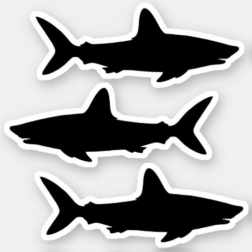 Three Count Black Swimming Shark Silhouette Sticker