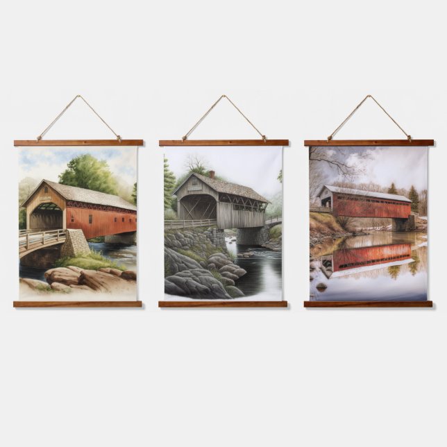 Three Covered Bridge Tapestries (Triple)