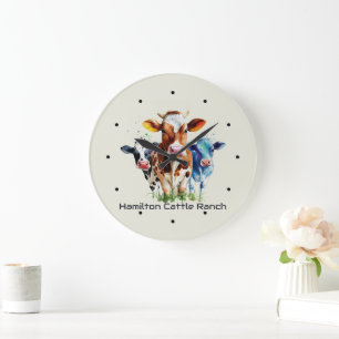 Three Cows Humorous Personalized  Large Clock