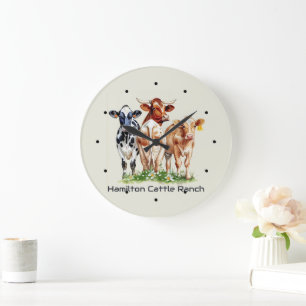 Three Cows Humorous Personalized  Large Clock