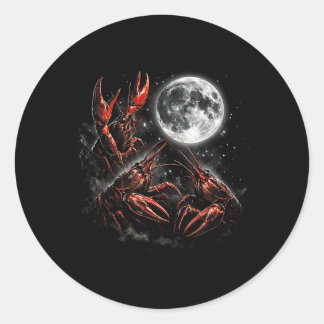 Three Crawfish Moon Galaxy Space Retro Animal Classic Round Sticker