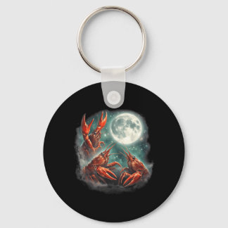 Three Crawfish Moon Galaxy Space Retro Animal Keychain