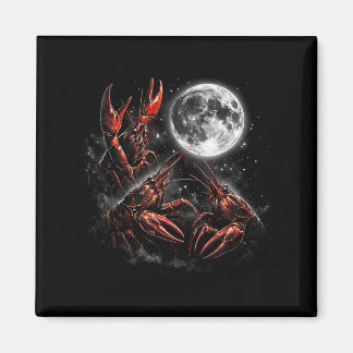 Three Crawfish Moon Galaxy Space Retro Animal Magnet