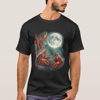 Three Crawfish Moon Galaxy Space Retro Animal T-Shirt