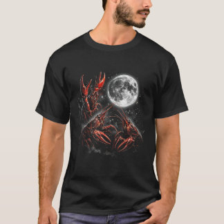 Three Crawfish Moon Galaxy Space Retro Animal T-Shirt
