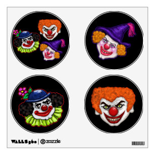 Three Creepy Clowns Halloween Wall Decal