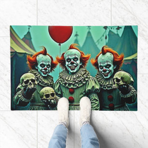 Three Creepy Clowns Skull Fear Design Doormat