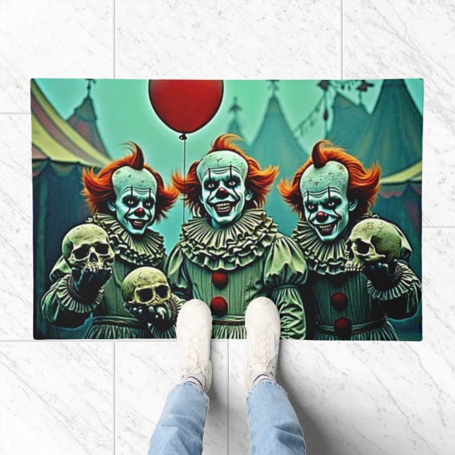 Three Creepy Clowns Skull Fear Design Doormat (Indoor)