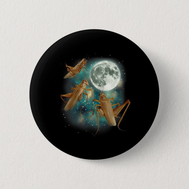 Three Cricket Moon 3 Insect Howling Meme Magic Cur Button (Front)