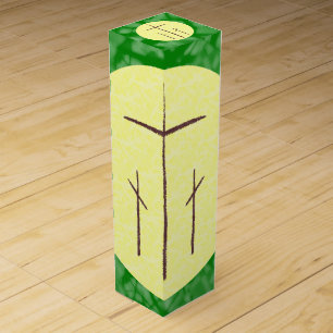 Three Crosses Calvary on Yellow on Green Fractal Wine Gift Box