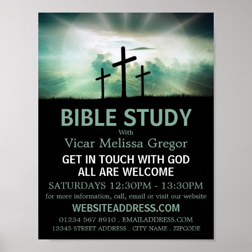 Three Crosses Christian Bible Class Advertising Poster