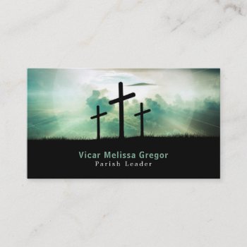 Three Crosses  Christianity  Religious Business Card by TheBusinessCardStore at Zazzle