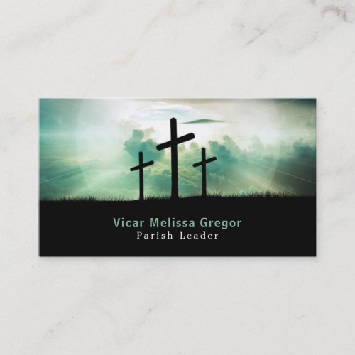Three Crosses Christianity Religious Business Card
