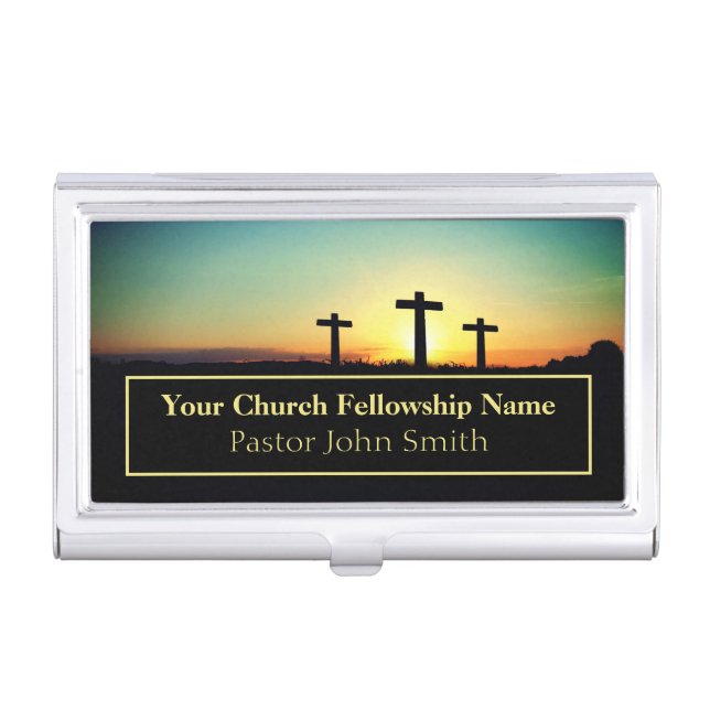 Three Crosses Church Pastor Business Card Case (Front)