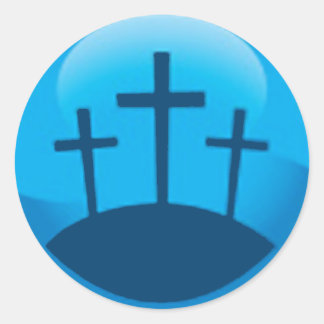 three crosses classic round sticker