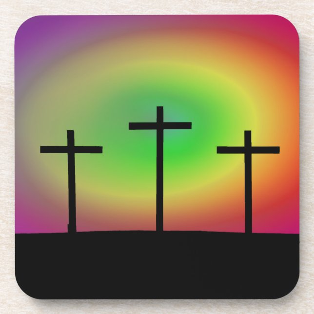 Three crosses glow drink coaster (Front)