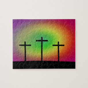 Three crosses glow jigsaw puzzle