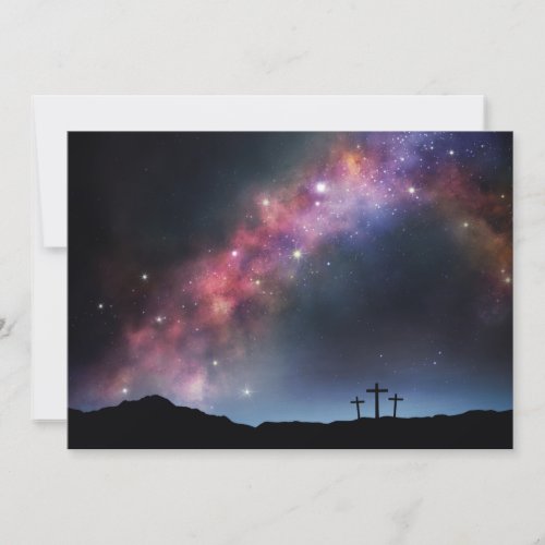 Three Crosses on a Hillside under the Milky Way