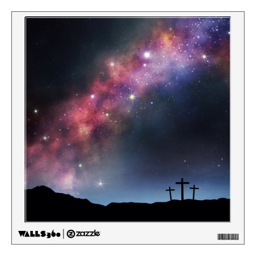 Three Crosses on a Hillside under the Milky Way Wall Sticker