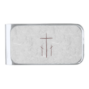 Three Crosses on Calvary Silver Finish Money Clip