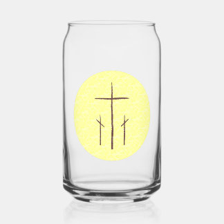 Three Crosses on Calvary Yellow Can Glass