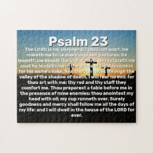 Three Crosses Psalm 23 Sunset Bible Verse Jigsaw Puzzle
