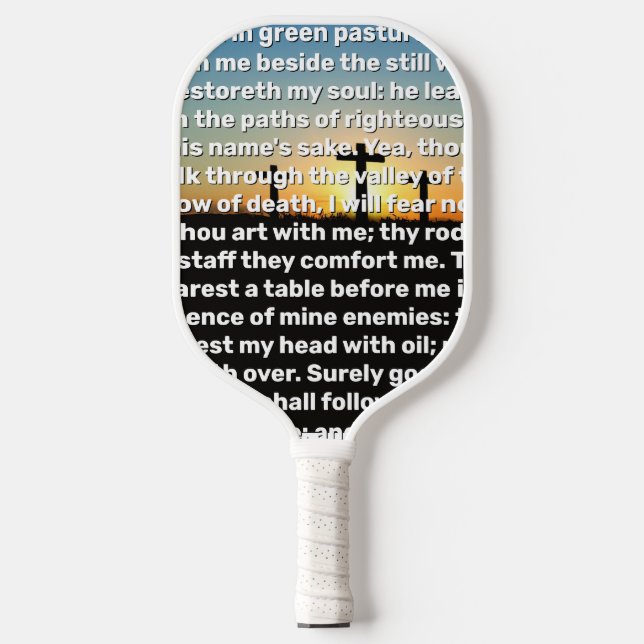 Three Crosses Psalm 23 Sunset  Carbon Fiber Pickleball Paddle (Front)