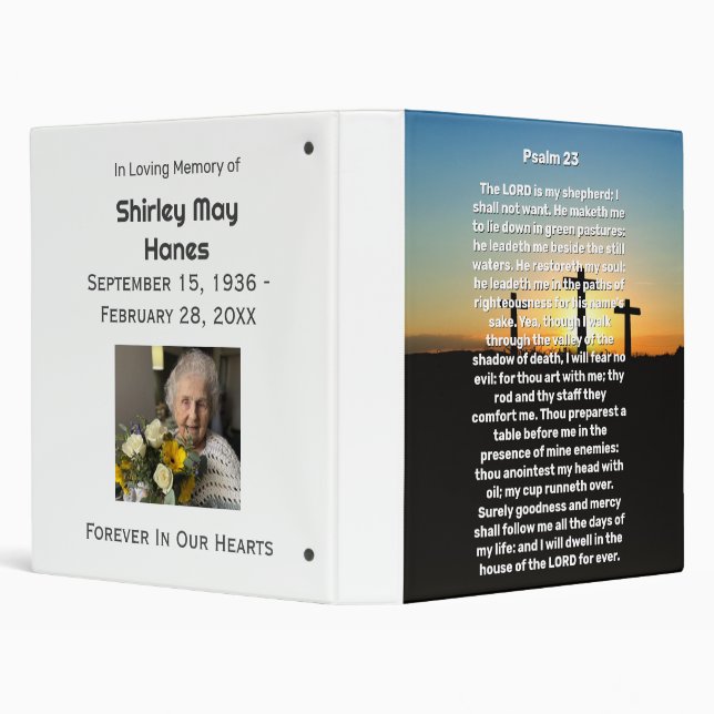 Three Crosses Psalm 23 Sunset Memorial Photo Album 3 Ring Binder (Background)