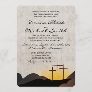 Three Crosses Religious Wedding Invitation