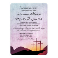 Three Crosses Religious Wedding Invitation