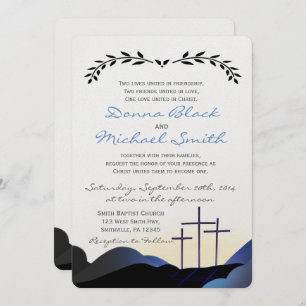 Three Crosses Religious Wedding Invitations