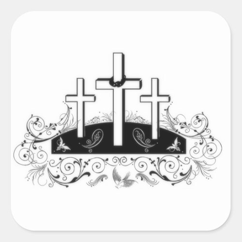 Three crosses square sticker