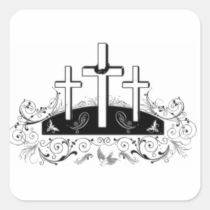 Three crosses square sticker