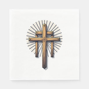 Three Crosses Vintage Engraving Faith Tee (1) Napkins