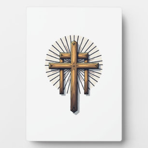 Three Crosses Vintage Engraving Faith Tee (1) Plaque