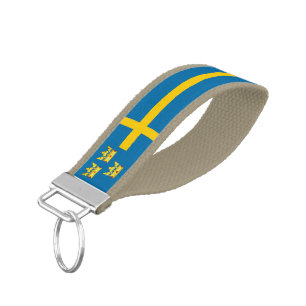 Three Crowns Swedish flag Wrist Keychain