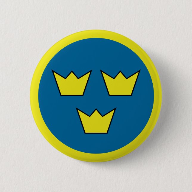 Three Crowns Swedish Insignia Pinback Button (Front)