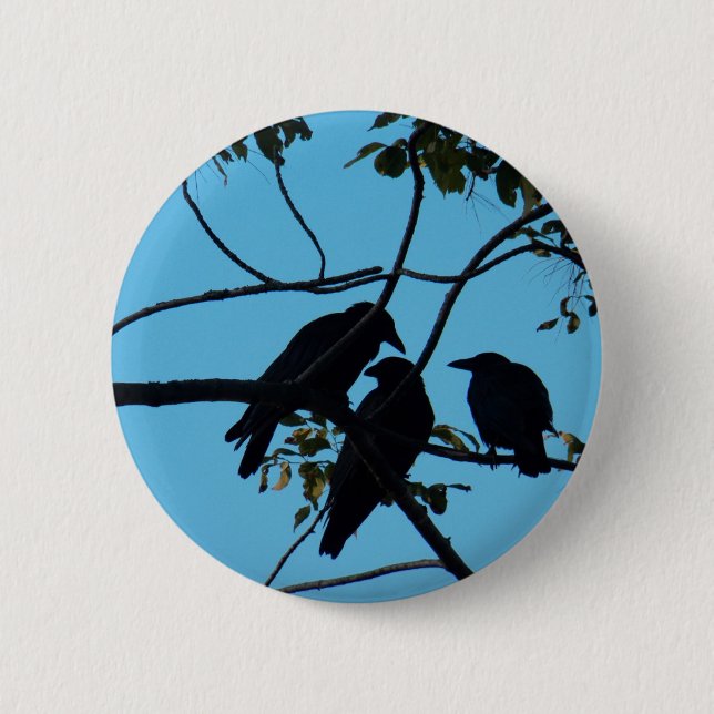 Three Crows In a Tree Pinback Button (Front)