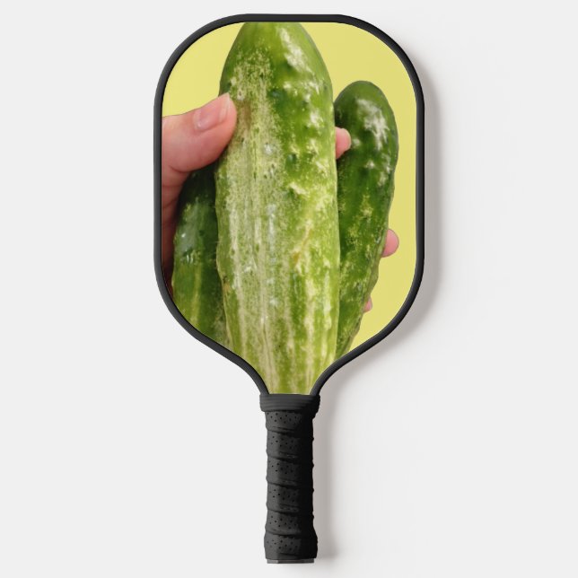 Three Cucumbers on Yellow Pickleball Paddles (Front)