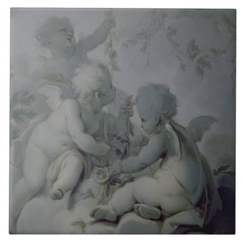 Three Cupids c1775 Ceramic Tile