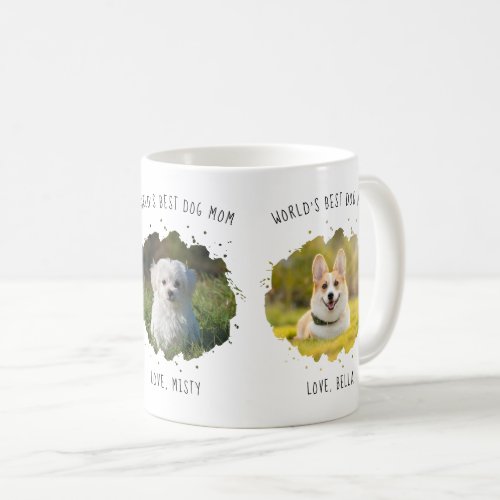 Three Custom Pet Photos Worlds Best Dog Mom Coffee Mug