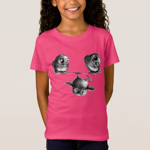 Three Cute and Funny Owls _ Freedom and Fun T_Shirt