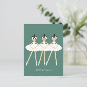 Three Cute Ballerinas , White Dresses Postcard