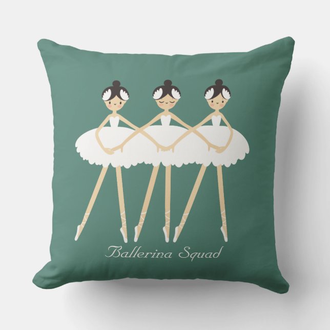Three Cute Ballerinas , White Dresses Throw Pillow (Front)