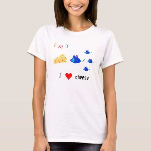 Three cute blue mice  mother who loved cheese T_Shirt