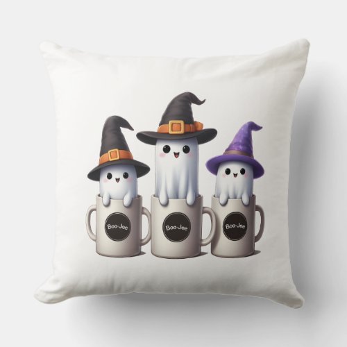 Three cute boo_jee ghosts for Halloween Pillow