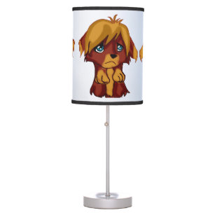 Three Cute Brown Puppy Dogs with Blue Eyes Lamp