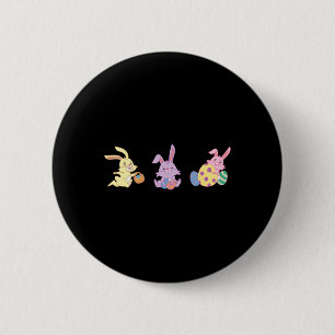 Three Cute Bunnies Carrying Easter Byskets For Kid Button