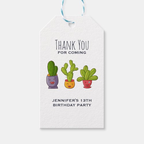 Three Cute Cactus in Flower Pots Fun Thank You Gift Tags