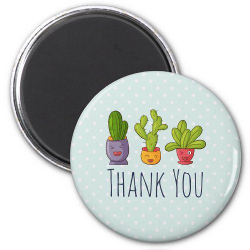 Three Cute Cactus in Flower Pots Fun Thank You Magnet